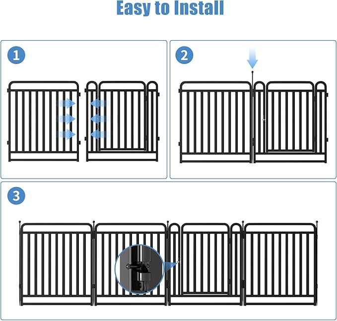 New Thickened Version Dog Playpen, 32 Inch Dog Fences for The Yard, Portable Outdoor Dog Playpen for Large/Medium/Small Dogs, Foldable Metal Dog playpen, with Doors (24 Panels, 32 Inch)