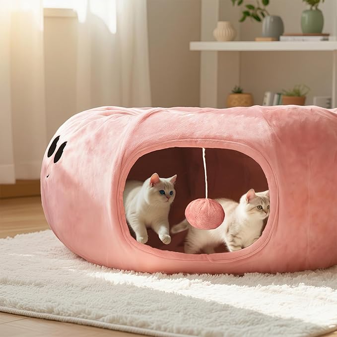 Cat Tunnel Bed with 20 Cat Toys, Collapsible Play Tunnel for Indoor Cats, Kitten Toys for Indoor Kittens, Octopus Shaped