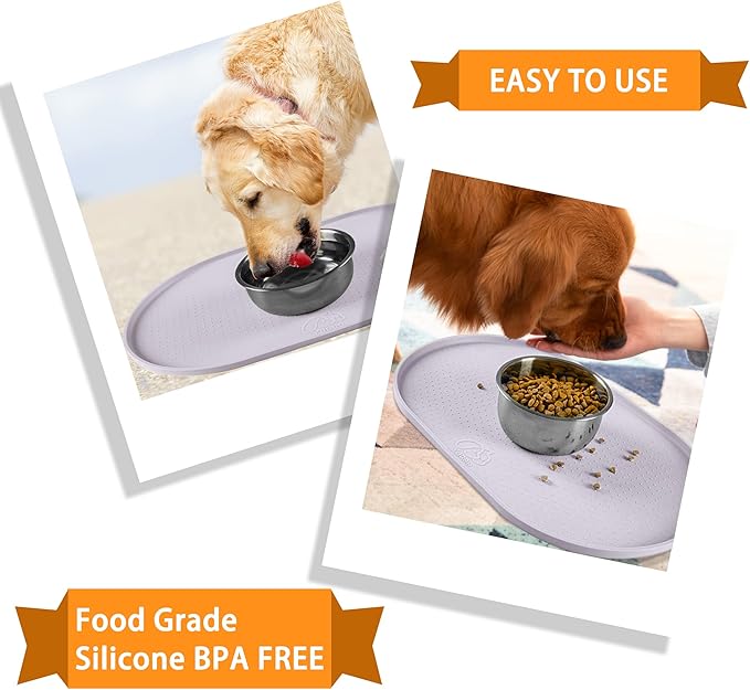 100% Waterproof 1.0" Raised Edge BPA Free Silicone Dog Food Mat, Pet Cat Feeding Mats Contain Spills Protects Floors, Placemats for Cats and Dogs Water Bowl Dishwasher XXL Large.