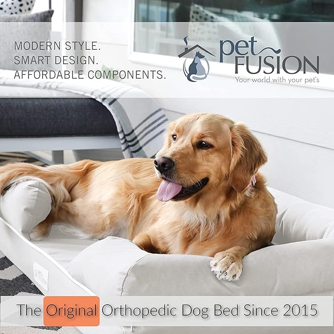 PetFusion Ultimate Dog Bed, Orthopedic Memory Foam, Multiple Sizes/Colors, Medium Firmness Pillow, Waterproof Liner, YKK Zippers, Breathable 35% Cotton Cover,1yr. Warranty,Brown, X-Large (44x34")