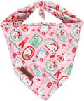 Christmas Dog Bandana–Adorable Happy Snowman Triangle Scarf for Small Medium Large Dogs, Soft Cotton Pet Bib for Winter & New Year, Adjustable Dog Kerchief