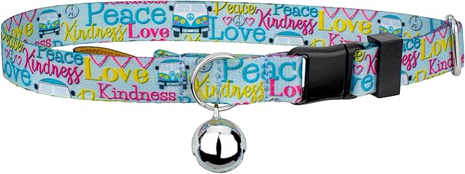 Country Brook Petz - Love and Peace Cat Collar - Groovy Collection Featuring Far Out Designs