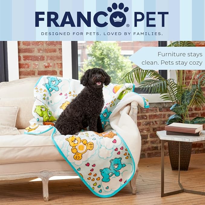 Franco Pet Care Bears Super Soft Cozy Waterproof Sherpa-Backed Blanket Throw for Medium Dogs, Couch/Bed/Car, 40x50 (Officially Licensed Product)