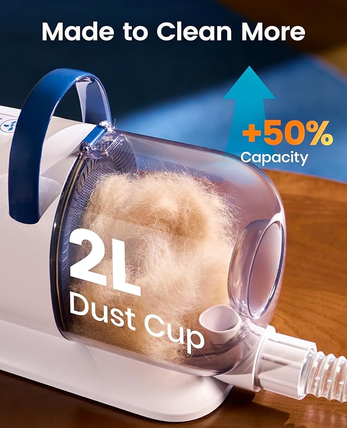 oneisall Dog Grooming Vacuum - 15000Pa Suction, Captures 99% Pet Hair to Reduce Shedding, Dog Grooming Clippers & Quiet Brush (≤59dB) with 4 Accessories, 2L Dust Canister for Home Cleaning