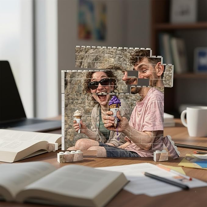 NAZENTI Custom Photo Building Block gifts for Couple, Personalized Couple Photo Caricatures Block for Him Husband, Couples Puzzle Funny Gift for Valentine, Birthday Present For Her, Home Decor