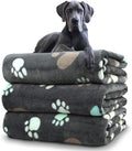 Dog Blankets for Large Dogs, 3 Pack Blanket Washable 41" x 31", Fuzzy Soft Pet Mat Throw Cover Kennel Crate Bed, Cute Grey Paw Pattern,Waterproof Cat Blanket