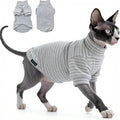 Fleece Sphynx Cat Clothes Soft Hairless Cat Clothes Pullover Cat Sweater for Chihuahua All Season Light and Warm Kitten Cloth for Cats Only Puppy Clothes Small Dog Sweater (Gray Striped, XX-Large)