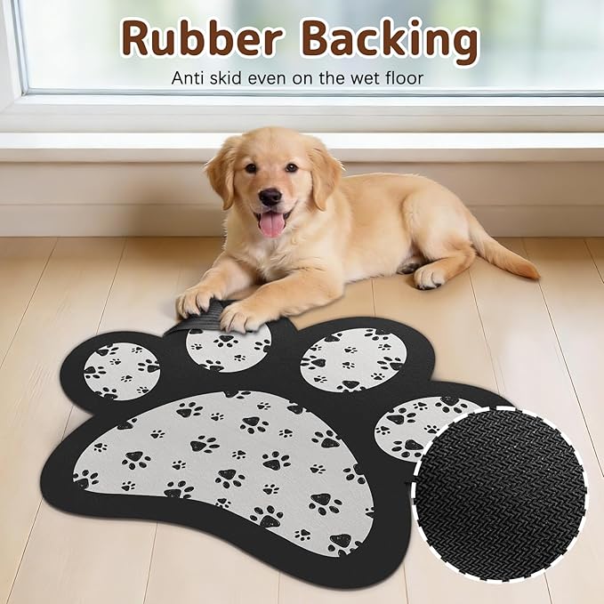 Dog Food Mat for Bowls, Absorbent Quick Dry Dog Cat Mats for Food and Water, Non-Slip Backing Pet Mat Pet Supplies - Black 15.74 inch