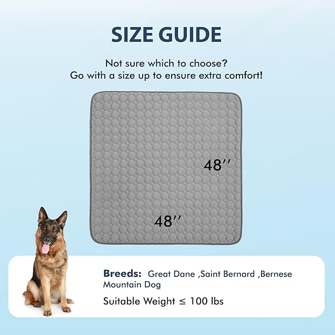 MICROCOSMOS Summer Cooling Mat & Sleeping Pad- Water Absorption Top, Materials Safe, Easy Carry, EZ Clean. Keep Cooling for Pets, Kids and Adults.(Drak Grey, 48" x48")