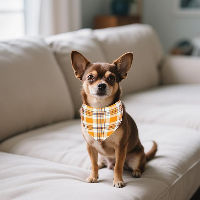 30 Pcs Plaid Dog Bandanas for Small Dogs Stitch Dog Bandana Bulk Reversible Print One Side Polyester Puppy Scarves Party Grooming S