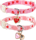 Cat Collar, 2 Pack Cat Collars-Cute Breakaway Cat Collar with Bell & Pendant, Valentine's Day Kitten Collars Pink Hearts with Safety Buckle for Girl and Boy Cats, 7-12Inch