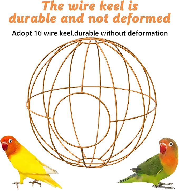 BNOSDM Rattan Bird Nest Parrot Nesting House Parakeet Hanging Swing Soft Lovebird Warm Bed Sleeping for Parrots Bird Cage Accessories for Cockatiels Budgerigars Finches Canaries (Single-Hole Style)