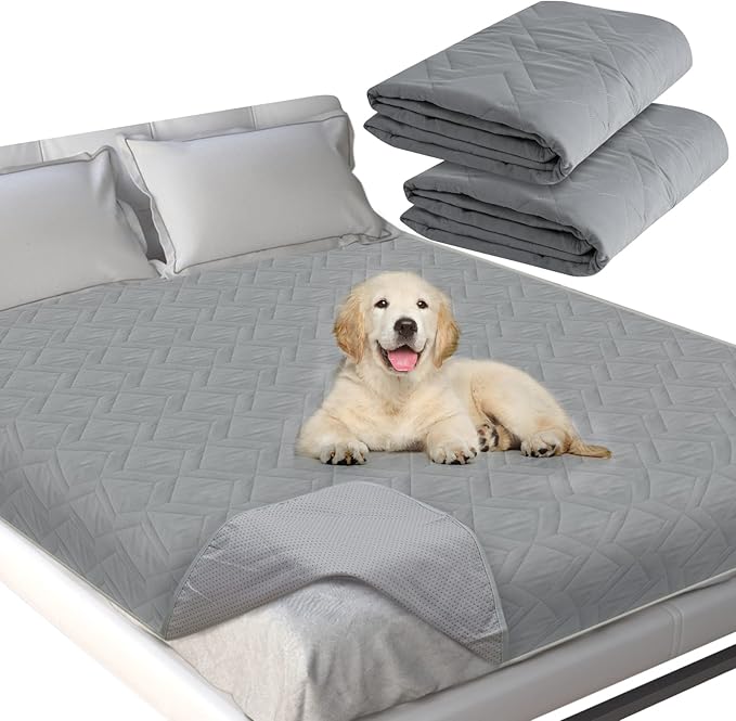 Waterproof Blanket 2 Pack Dog Bed Cover with Non-Skid Bottom, Couch Cover for Dogs, Mattress Protector Furniture Protector, Bed Couch Sofa(52" X 82")