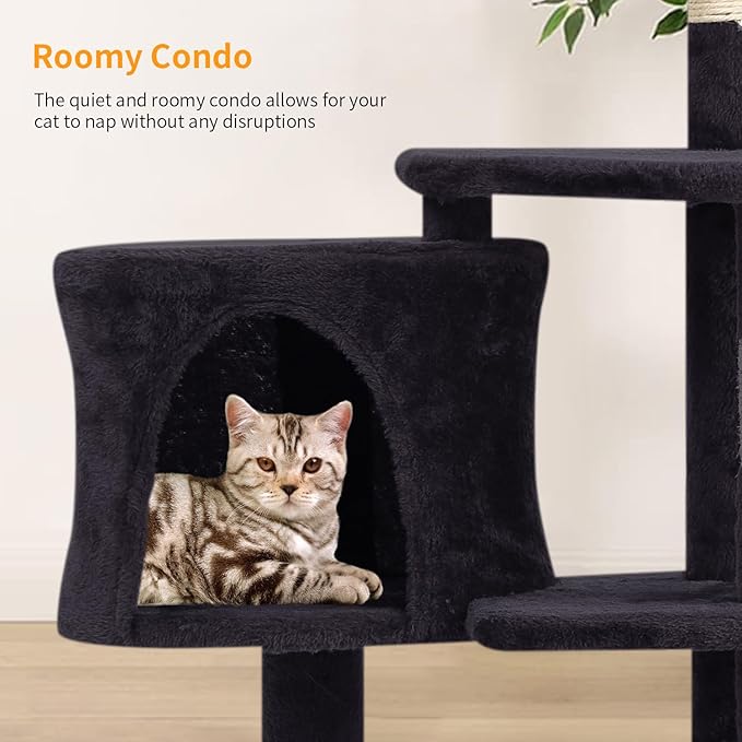 BestPet | 36" Cat Tree Tower | Dark Gray | Sturdy Multi-Level Cat Tree with Plush Condo, Cozy Perch, Sisal Scratching Posts, Hanging Toy and Stable Frame | Easy Assembly | for Kittens & Adult Cats