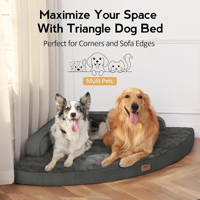 Large Dog Bed - XL Orthopedic Egg-Crate Memory Foam Dog Beds with Removable Washable Cover, Waterproof Pet Beds with Non-Slip Bottom, Dark Grey