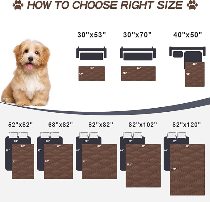 Smiry Waterproof Dog Bed Cover Blanket 30x70, Soft Reversible Pet Blanket, Washable Leakproof Cats Dogs Couch Cover for Sofa, Couch, Furniture, Brown/Chocolate