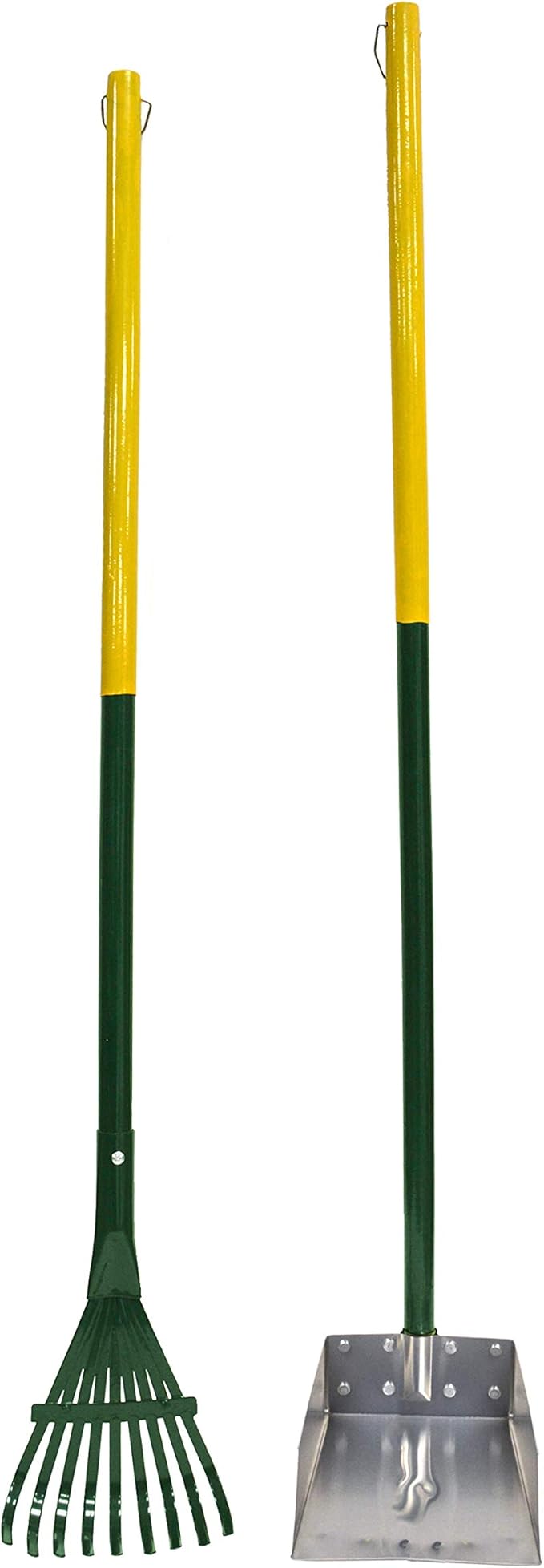 Four Paws Stainless Steel Long-Handled Dog Pooper Scooper Rake & Pan 2 Piece Set, Pet Waste Pickup Tool, 38" x 7"