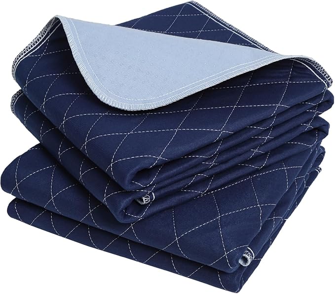 OUTCREATOR® Washable Bed Pads 34" x 36" (Pack of 4), Incontinence Mattress Protector, Anti-Slip Waterproof Underpads for Adults Kids Elderly Pets, Absorbency & Reusable Bedwetting Pads (Dark Blue)