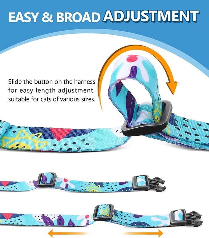 Halypet Cat Harness and Leash Set, Escape Proof [3 in 1 Adjustable & Lightweight] Cat Harness, Safe Kitten Harness for Large Cats Soft Comfortable, Easy to Wear, Walking Outdoor Travel, Medium
