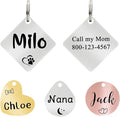 Ultra Joys Cat ID Tag Personalized Pet Tags, Durable Stainless Steel Small Pet Mini Dog Cat Tag Lightweight -Diamond Tag in Silver
