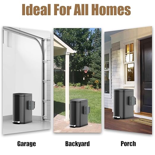 Dog Poop Trash Can Outside with Odor Control Lid & Step Pedal, 3.2Gal Stainless Steel Outdoor Trash Can, Waterproof Dog Waste Container - Includes 3 Carbon Filters & Bin Bag Holder