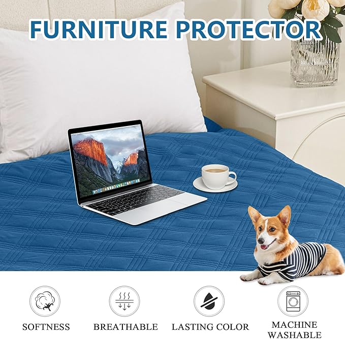 hyha Waterproof Dog Blanket, Reversible Pet Bed Blanket, Soft Sofa Couch Cover for Dogs Washable, Waterproof Pet Couch Covers for Sofa Puppy Cats Furniture Protector(40"x70", Navy Blue/Navy Blue)
