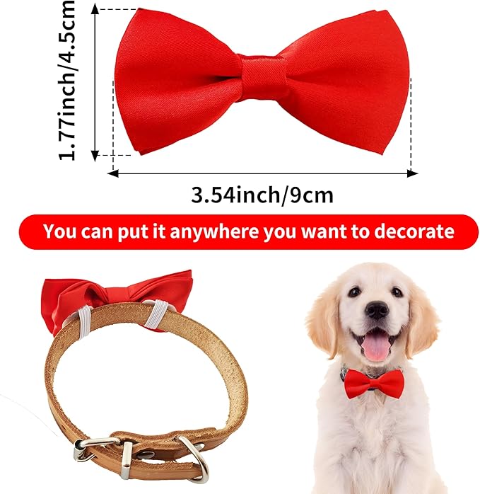 PET SHOW 12 Colors Plain Small Dogs Collar Embellishment Attachment Bow Ties Puppies Cats Collar Charms Accessories Slides Bowties for Birthday Wedding Parties Assorted Pack of 12