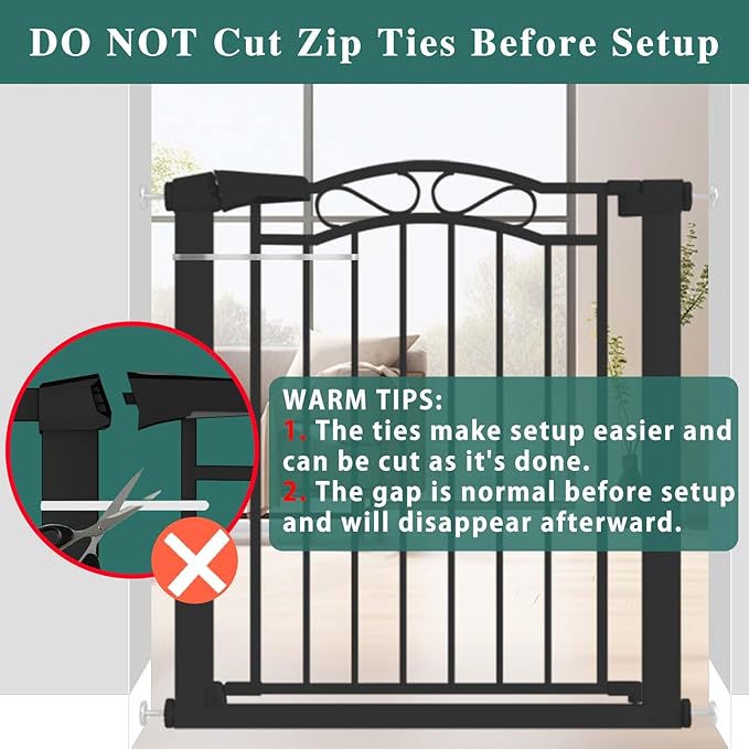 Fairy Baby 62.6"-65.3" Extra Wide Baby Gate with Door, 63 64 65 Inches Walk THR Baby Gates for Stairs Pressure Mounted no Drill, Indoor Tension Metal Child Pet Dog Safety Gate for Kids, Black