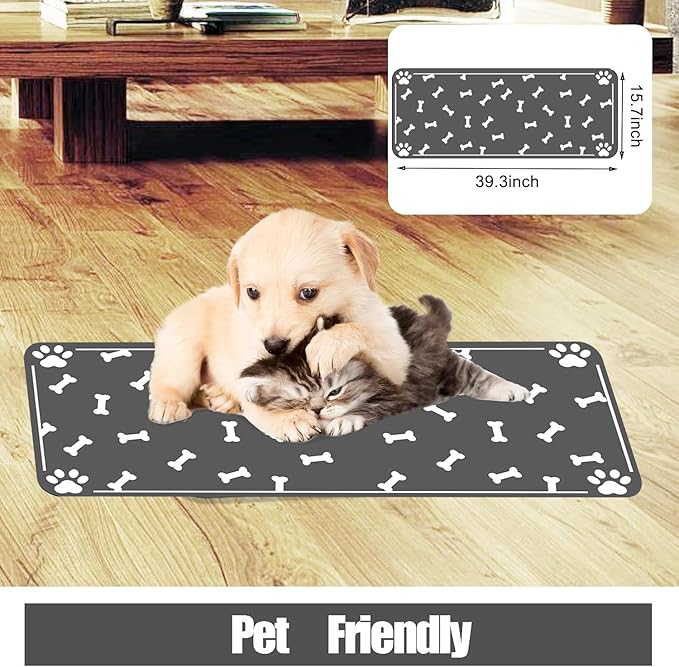 Large Pet Feeding Mat, Absorbent Quick Dry Dog Mat for Food and Water Bowl, Non Skid Cat Bowl Mat, No Stains Quick Dry for Pet Water Dispenser Pet Supplies for Messy Drinkers