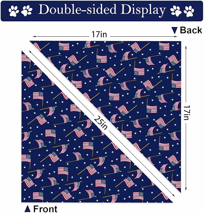 4th of July Dog Bandanas, Patriotic Pet Decorations 2 Pack, Adjustable Independence Day Holiday Party Bandana American Flag Triangle Bibs Cat Scarf Set