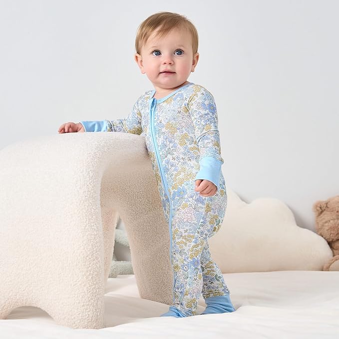 pureborn Baby Infant Boys Girls Sleeper Snug Fit Viscose from Bamboo Pajamas Zipper Pjs 0-24 Months