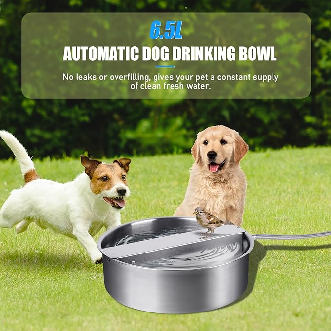 Automatic Dog Water Bowl Dispenser Large Breed Stainless Steel Auto Fill Dog Waterer with Float Valve Livestock Water Trough for Large Dogs Cats Chicken Livestock