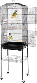ZENY 63.4 Inch Bird Cage, Rolling Wrought Iron Parrot Cage with Side-Out Tray, Storage Shelf, Pet Bird House for Parrot Cockatiel Cockatoo Parakeet Macaw Finches