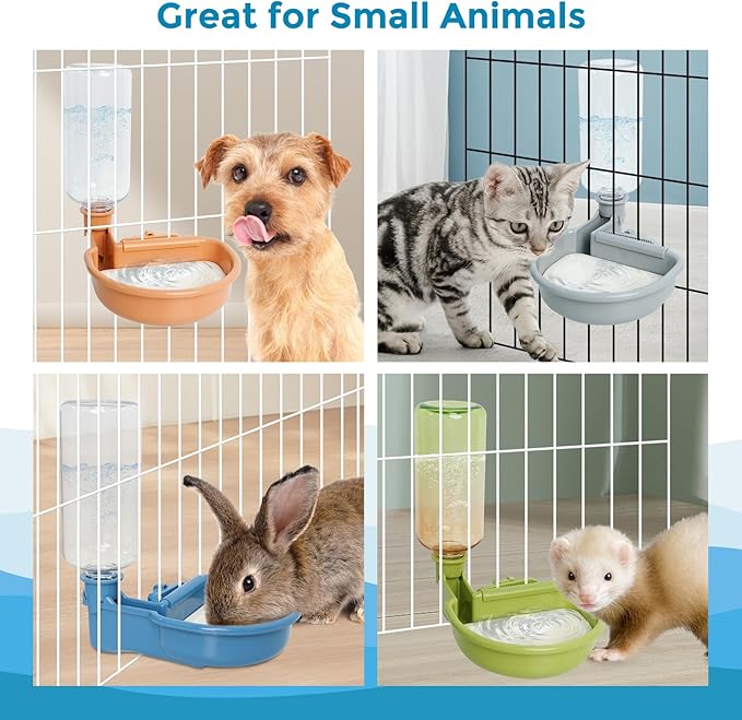 VANNON 16oz Pet Water Bottle, Gravity Dog Water Bowl Dispenser for Cage, Anti-Overflow Water Dispenser for Small Dogs, Cats, Rabbits and Other Small Animals, BPA Free, Gradient Green
