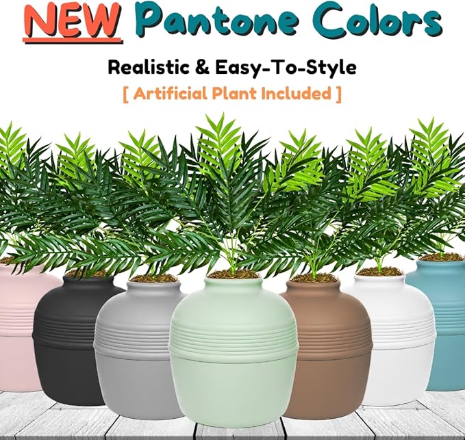 Good Pet Stuff Hidden Litter Box Planter, Decorative Cat Litter Enclosure with Carbon Filter, Artificial Plant, Easy Clean, Improved Design, Round Style, Base Kit, Sage Green
