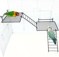 BNOSDM Stainless Steel Grid Platform for Parakeet 4 PCS Bird Perches Platform Parrot Stand with Climbing Ladder Bird Cage Accessories for Small to Large Bird (XL)