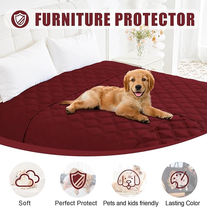Smiry Waterproof Dog Bed Cover Blanket 30x70, Soft Reversible Pet Blanket, Washable Leakproof Cats Dogs Couch Cover for Sofa, Couch, Furniture, Wine Red/Wine Red