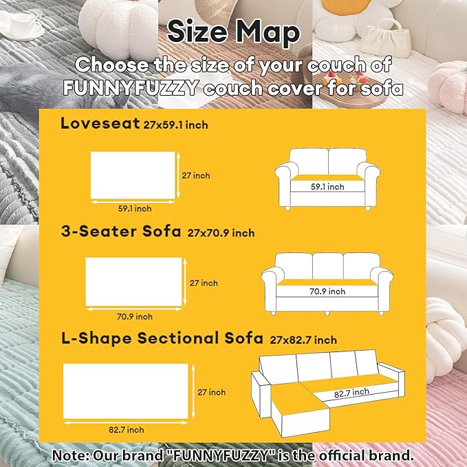 FUNNY FUZZY Pet Couch Covers for Sofa, Washable Dog Couch Cover Protector for Dogs, Flannel Couch Covers for Dogs Pet Friendly Pets Mat Bed Sofa Cover (White, 27.6"×82.7")