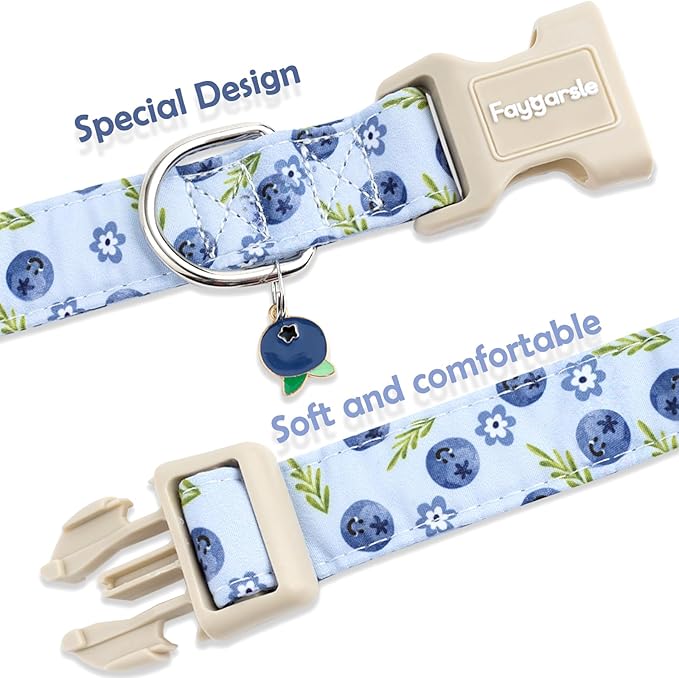 Faygarsle Blueberry Pattern Dog Collar for for Summer Small Medium Large Dogs Light Blue XS