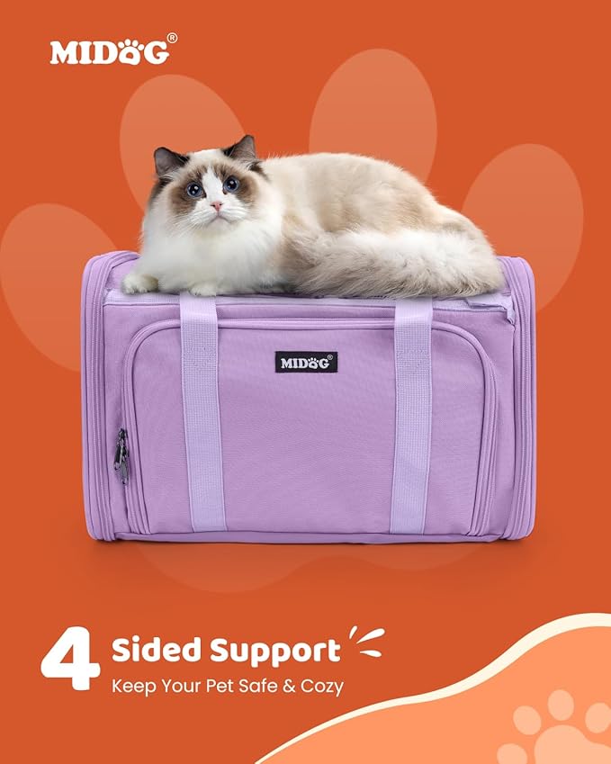 MIDOG Cat Carrier Soft for Small to Medium-Sized Cats,Up to 25 Lbs, TSA Airline Approved Soft Sided Pet Carrier