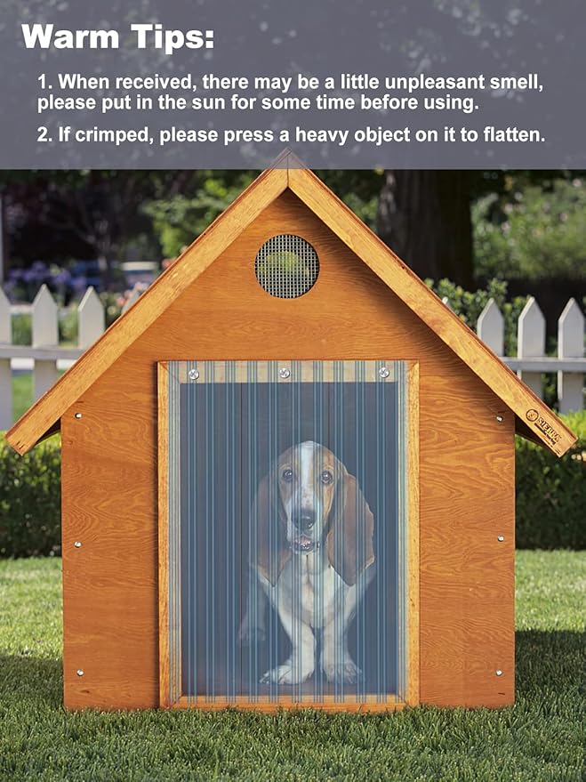 9.8in x 4.9ft Door Replacement Flaps for Dog House - Easy to Cut & Install Transparent Vinyl Strip for Doggie/Doggy/Cat Entry Door