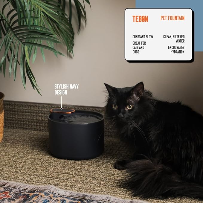 Tebon Cat Water Fountain – Automatic Pet Water Dispenser & Drinking Bowl – Versatile Cat Fountain for Cats – Automatic Pet Water Fountain