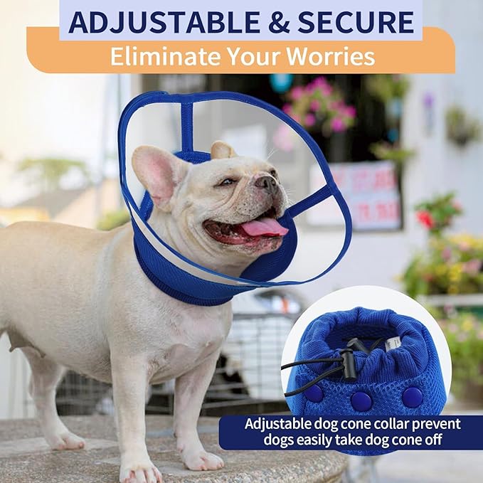 Allroaring Dog Cone Collar After Surgery, Soft Dog Cones for Large Dogs, Breathable Pet Elizabethan Collar Dogs Recovery Cone to Stop Licking Protective Wound Lightweight E-Collar, Blue XL