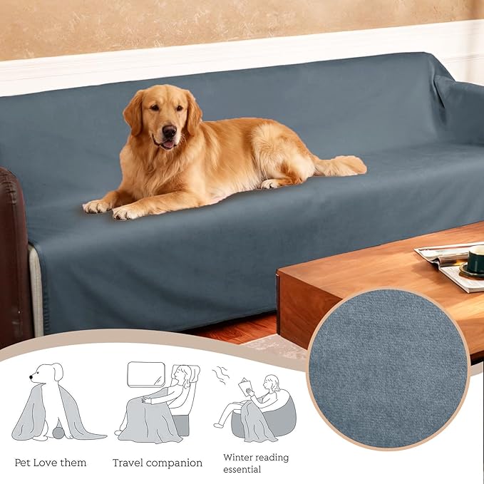 Ameritex Pet Bed Blanket Reversible 100% Waterproof Velvet Super Soft for Sofa and Bed