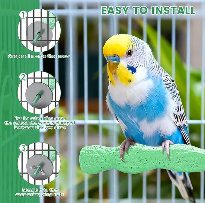 2pcs Bird Beak Grinding Stone, Anti-Slip Parakeet Nail Trimming Stick Resin, Bird Parrot Cage Perch Stand Platform Foot, Claws Trimmer Chewing Toys for Budgies, Parakeets, Cockatiels, Conures