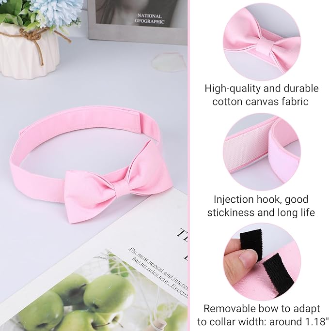 Segarty Dog Bow Ties for Large Dogs Neck Girth 16.5-21.3in, Adjustable Pink Bowtie Collar Neck Tie Tuxedo Comfortable Cotton Girl Pets Bows Grooming Accessory for Formal Wedding Holiday Birthday Party
