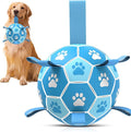 QDAN Dog Soccer Balls Toys : Premium Dog Soccer Ball with Straps, Outdoor Dog Toys, Pet Training Soccer for Medium Large (8 Inch)