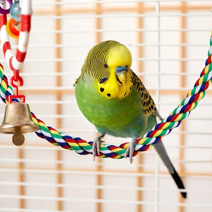 Weewooday 2 Pcs Bird Rope Perches Climbing Rope Bird Cage Accessories for Parrots, Parakeets, Cockatiels, Conures(21.6 Inch)