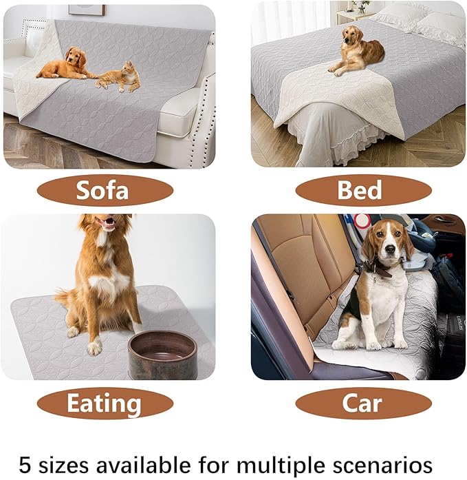 Waterproof Dog Blanket, 68x82 inches Pet Couch Covers for Sofa, Bed Furniture Protector from Dogs Washable and Reversible-Lightgrey+Cream