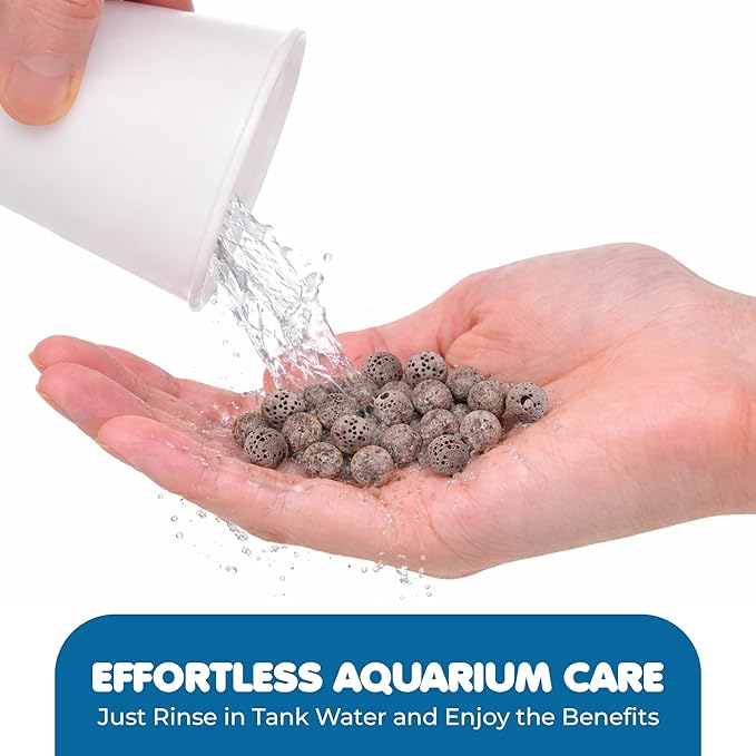 SunGrow 50 Pumice Beads for Betta Fish, Volcanic Lava Rocks for Filtration, 0.2" Aquarium Decor, Anchor Plants in Pores, Helps with Aeration, Hiding Spot for Fry in Freshwater and Saltwater Tanks